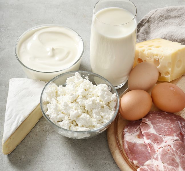 Healthy food. Dairy products on the table